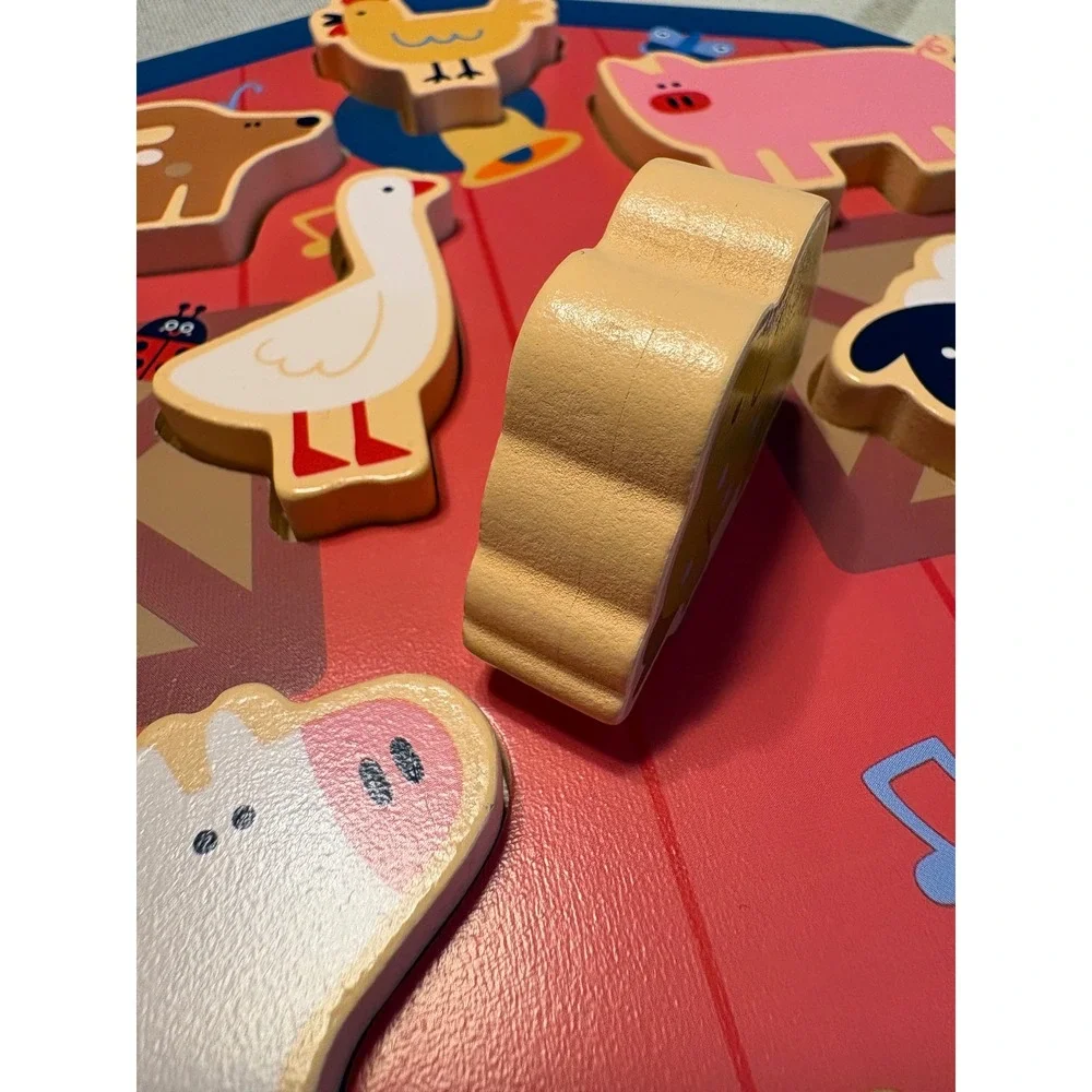 Gigglescape Wooden Farm‎ Animal Sound Puzzle Chunky Pieces Target Barn Toy 8pc